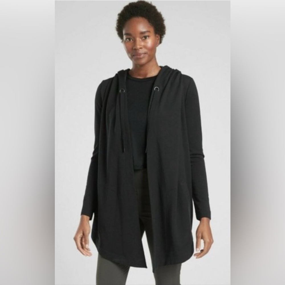 Athleta Black Hooded Cardigan‎